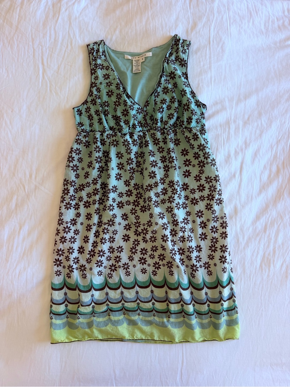 Y2K max Studio Mint floral print knee-length dress size M - Picture 7 of 8